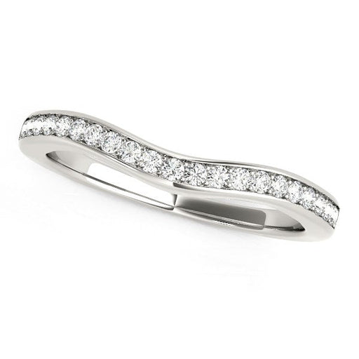 Bids.com 14k White Gold Curved Diamond Wedding Band (1/6 cttw) Rings