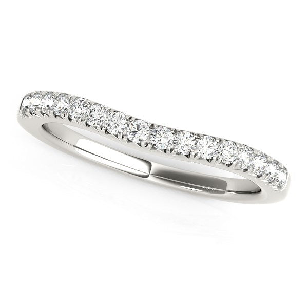 Bids.com 14k White Gold Pave Set Round Curved Wedding Band (1/4 cttw) Rings