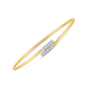 Bids.com 14k Two Tone Gold Diamond Bypass Bar Bangle (2.00 mm) Bracelets