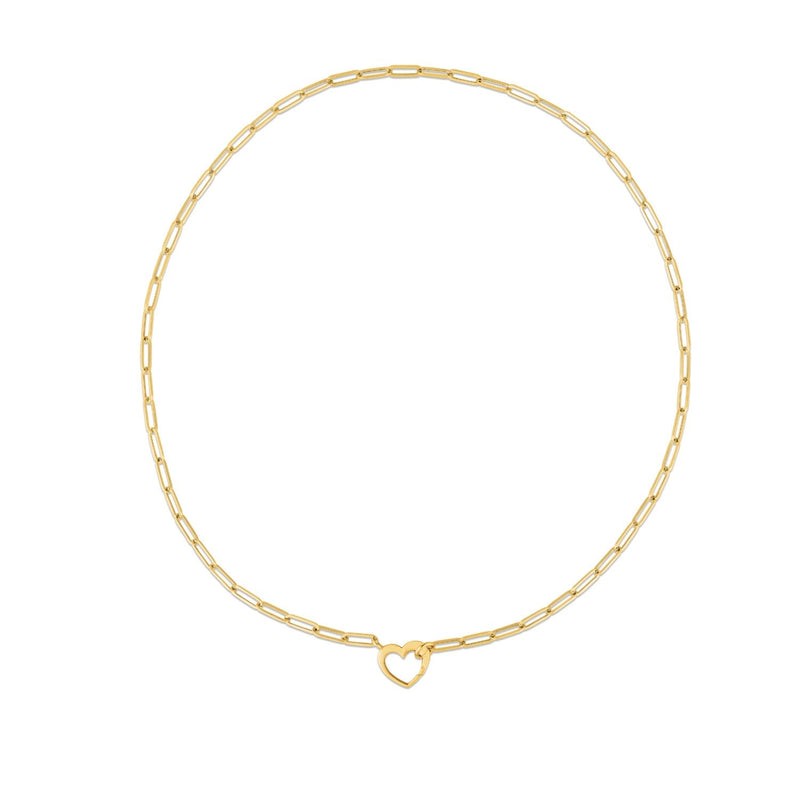 Bids.com 14k Yellow Gold Heart Element Paperclip Necklace Necklaces