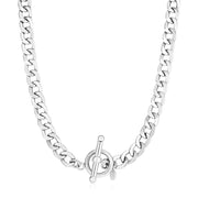 Bids.com Sterling Silver Polished Wide Link Toggle Necklace Necklaces