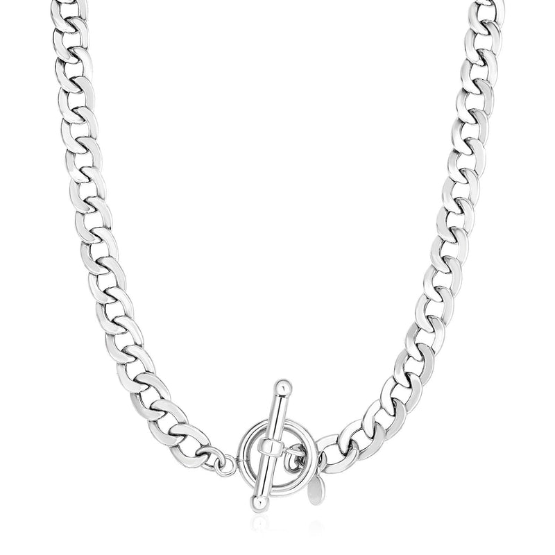 Bids.com Sterling Silver Polished Wide Link Toggle Necklace Necklaces