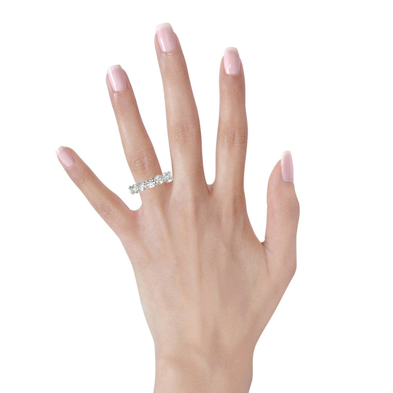 Bids.com Round Cut Lab Grown Diamond Eternity Ring in 14k White Gold (5 cttw FG/VS2) Rings