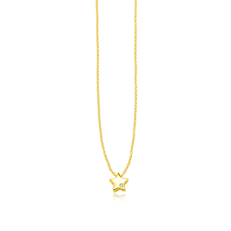 Bids.com 14k Yellow Gold Polished Star Necklace with Diamond Necklaces