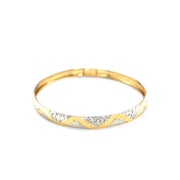 Bids.com 10k Two-Tone Gold Textured Zigzag Style Bangle Bracelets