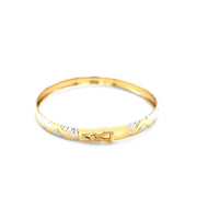 Bids.com 10k Two-Tone Gold Textured Zigzag Style Bangle Bracelets