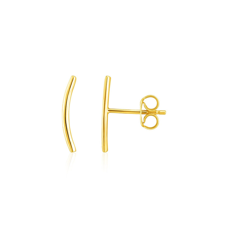 Bids.com 14k Yellow Gold Curve Climber Post Earrings Earrings