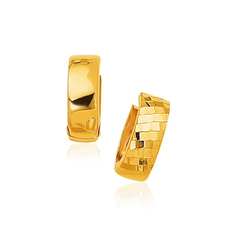 Bids.com 14k Yellow Gold Textured and Polished Hoop Earrings Earrings