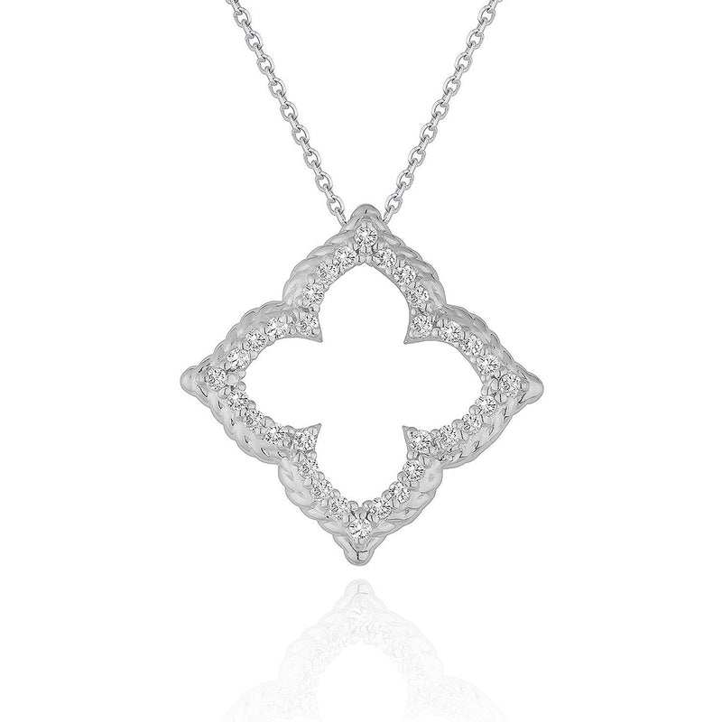 Bids.com 14k White Gold Diamond Cut-out Flower Pendant (1/3 cttw) Necklaces