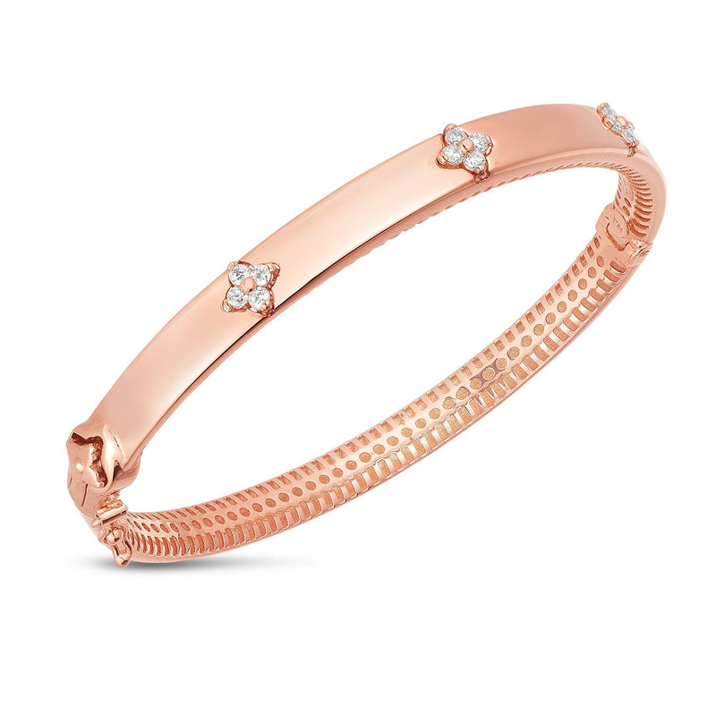 Bids.com 14k Rose Gold Trilogy Diamond Bangle (5.40 mm) Bracelets