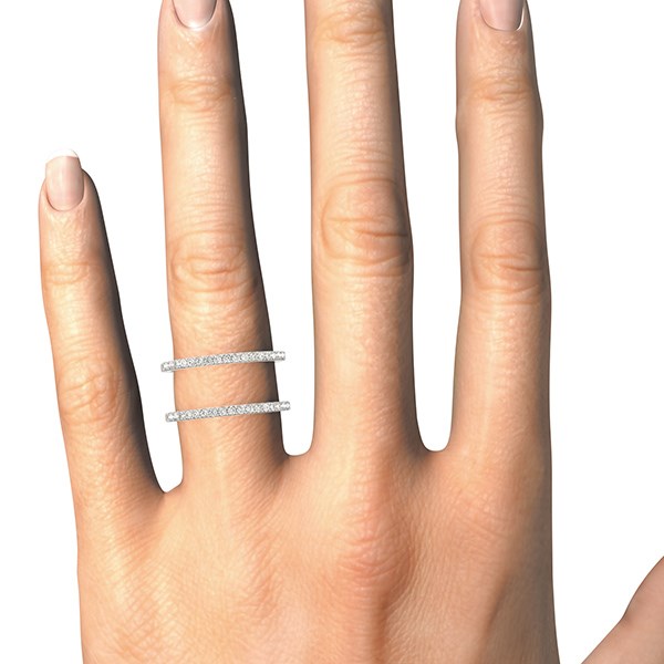 Bids.com 14k White Gold Dual Band Design Ring with Diamonds (1/3 cttw) Rings