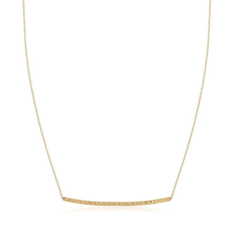 Bids.com 14k Yellow Gold Thin Textured Bar Necklace Necklaces