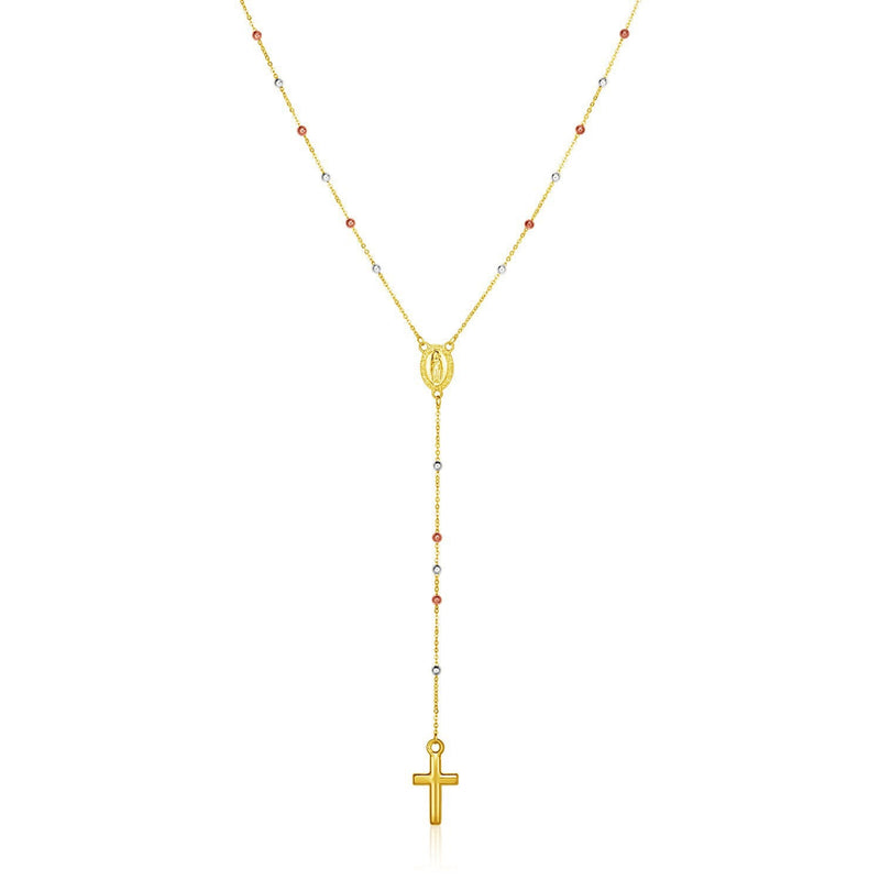 Bids.com 14k Tri Color Gold Lariat Rosary Necklace Necklaces