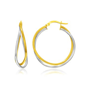 Bids.com 14k Two-Tone Gold Interlaced Double Row Earrings Earrings