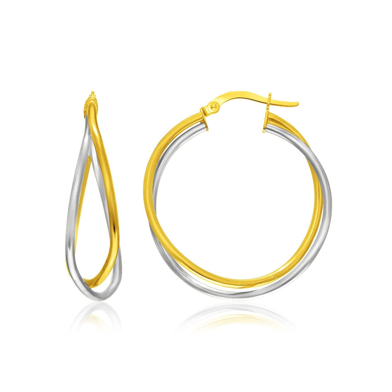 Bids.com 14k Two-Tone Gold Interlaced Double Row Earrings Earrings