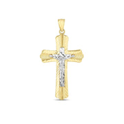 Bids.com 14k Two Tone Gold High Polish Diamond Cut Cross Pendant Pendants