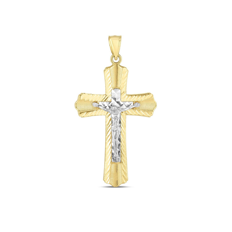 Bids.com 14k Two Tone Gold High Polish Diamond Cut Cross Pendant Pendants