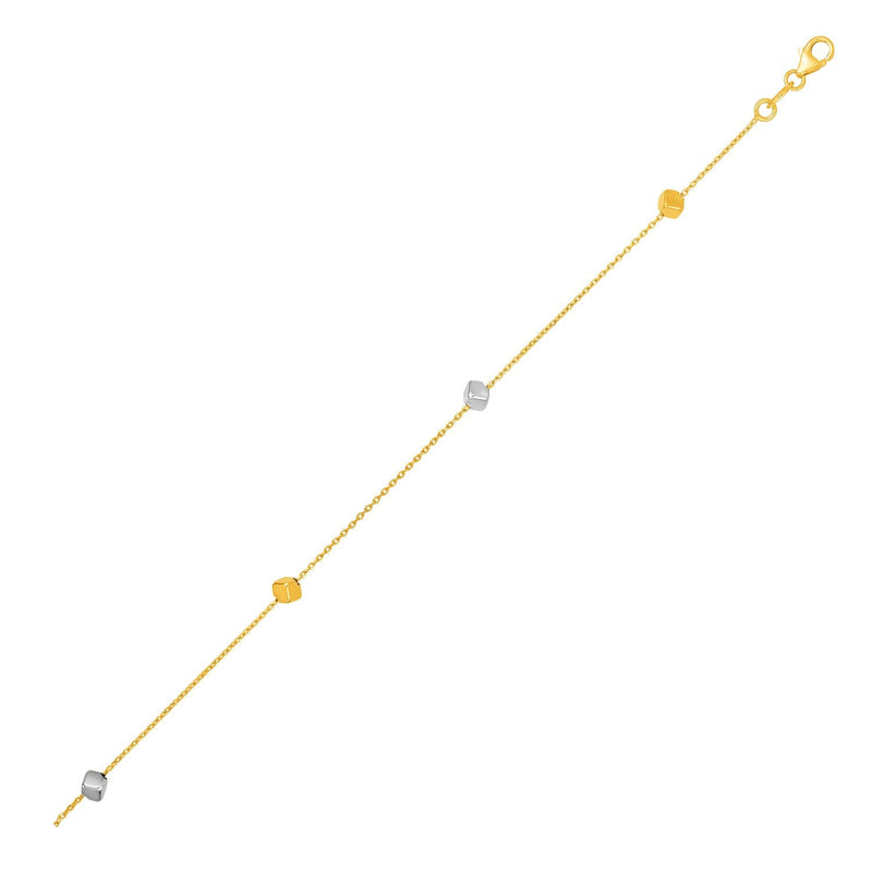 Bids.com 14k Two Tone Gold Bracelet with Polished Cubes Bracelets