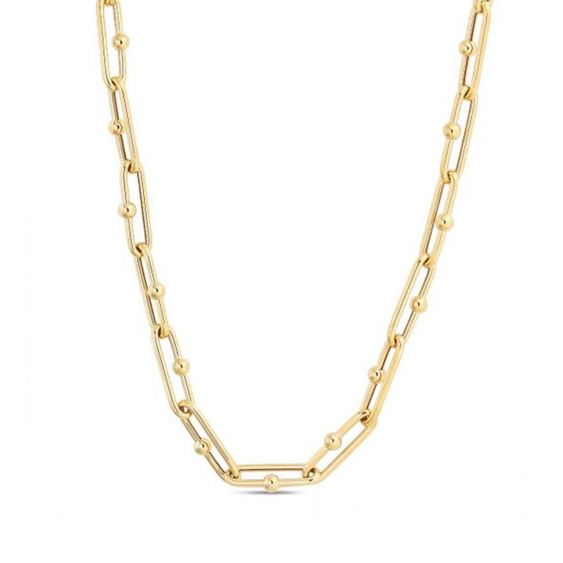 Bids.com 14k Yellow Gold High Polish Elongated Paperclip Jax Link Necklace Necklaces