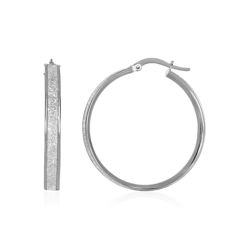 Bids.com 14k White Tone Gold Hoop Style Earrings with Center Glitter Look Design Earrings