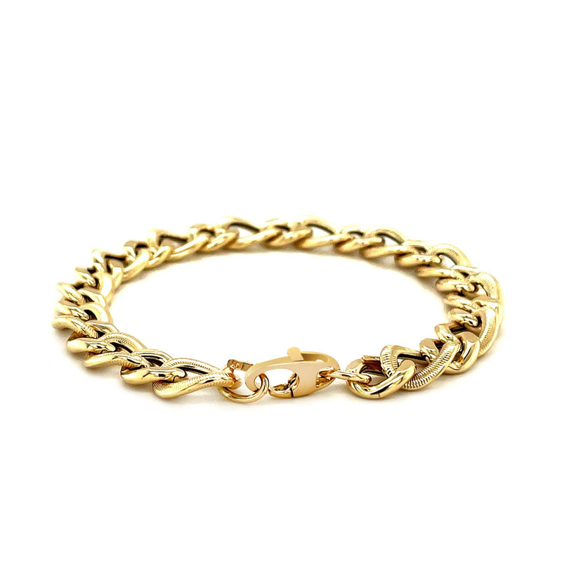 Bids.com 14k Yellow Gold Curb Chain Design with Diamond Cuts Bracelet Bracelets