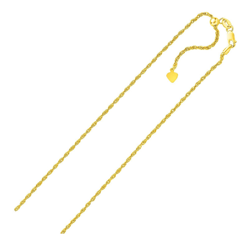 Bids.com Sterling Silver in Yellow Finish 1.5mm Adjustable Rope Chain Necklaces