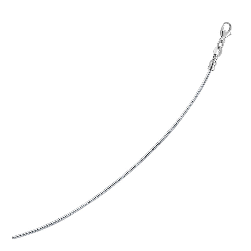 Bids.com Sterling Silver Round Omega Style Chain Necklace with Rhodium Plating (1.55mm) Necklaces