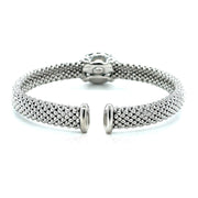 Bids.com Popcorn Texture Cuff Bangle with Blue Topaz and Diamonds in Sterling Silver Bracelets