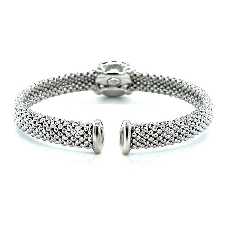 Bids.com Popcorn Texture Cuff Bangle with Blue Topaz and Diamonds in Sterling Silver Bracelets