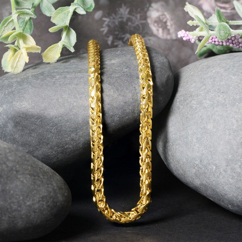 Bids.com 4.6mm 14k Yellow Solid Gold Diamond Cut Round Franco Chain Necklaces