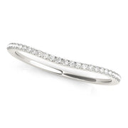 Bids.com 14k White Gold Pave Style Setting Curved Diamond Wedding Band (1/10 cttw) Rings