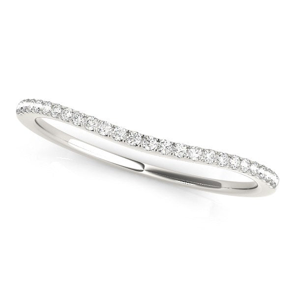 Bids.com 14k White Gold Pave Style Setting Curved Diamond Wedding Band (1/10 cttw) Rings