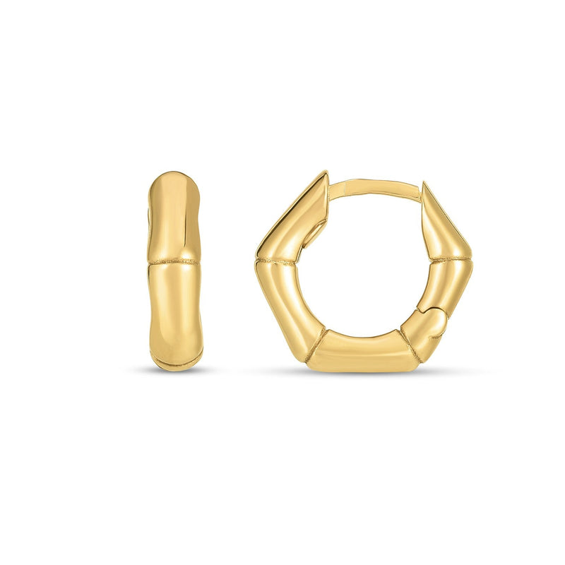 Bids.com 14k Yellow Gold Bamboo Huggie Hoops Earrings