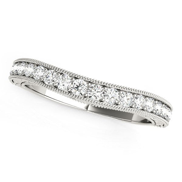 Bids.com 14k White Gold Bead Border Curved Diamond Wedding Ring (1/4 cttw) Rings