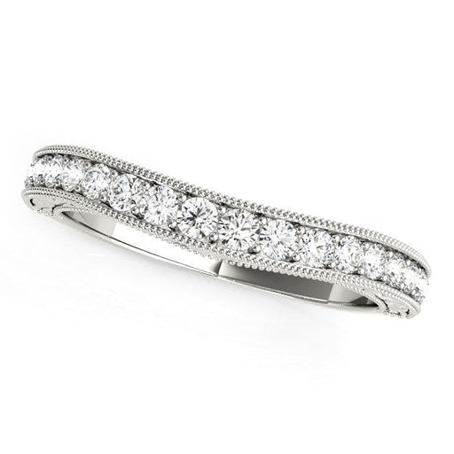 Bids.com 14k White Gold Bead Border Curved Diamond Wedding Ring (1/4 cttw) Rings
