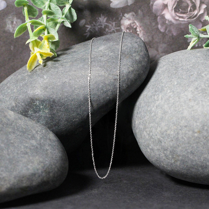 Bids.com 14k White Gold Diamond Cut Cable Link Chain 0.7mm Necklaces