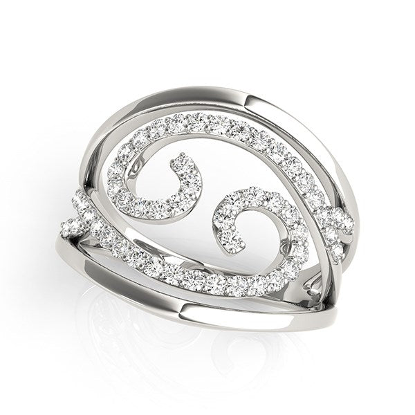 Bids.com Swirl Design Diamond Ring in 14k White Gold (1/2 cttw) Rings