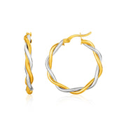 Bids.com Two-Tone Twisted Wire Round Hoop Earrings in 10k Yellow and White Gold Earrings