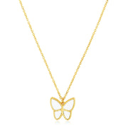 Bids.com 14k Yellow Gold High Polish Butterfly Peral Paste Necklace Necklaces