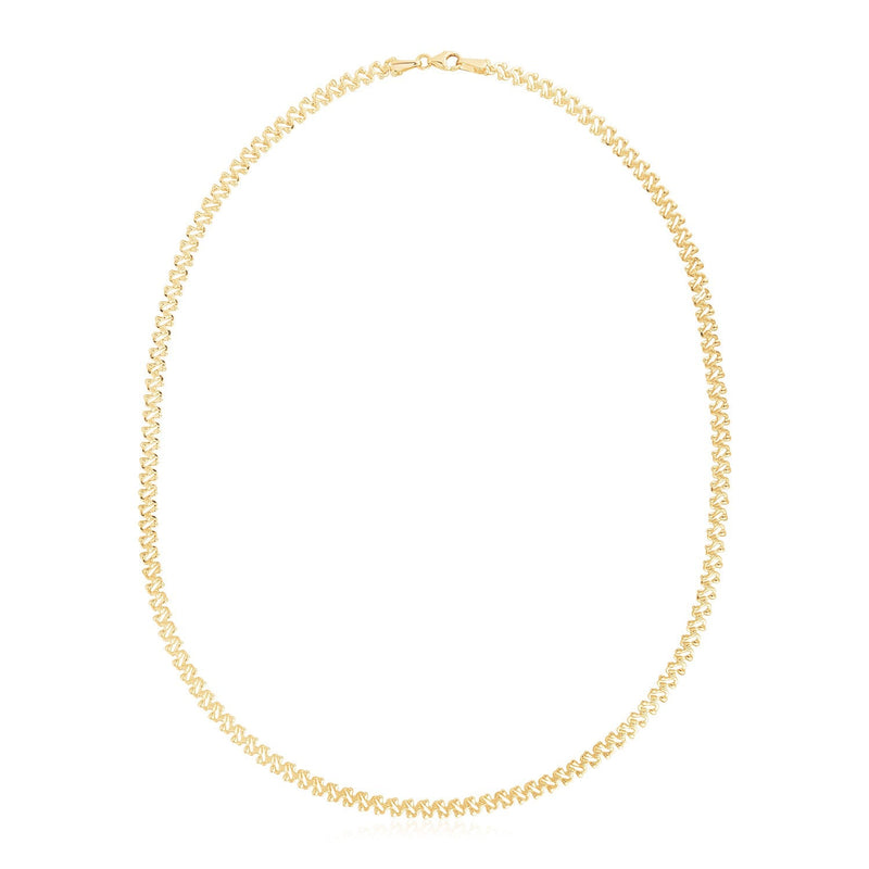 Bids.com 14k Yellow Gold High Polish The Textured Fancy Chain Necklace (4mm) Necklaces