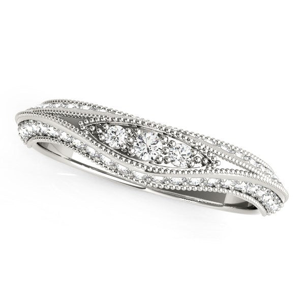 Bids.com 14k White Gold Curved Antique Style Diamond Wedding Ring (1/3 cttw) Rings