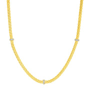 Bids.com Woven Rope Necklace with Diamond Accents in 14k Yellow Gold Necklaces