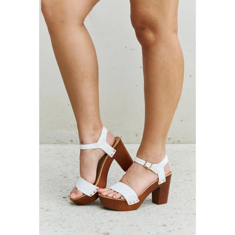 DDK Time After Time Wooden Platform Strap Heels