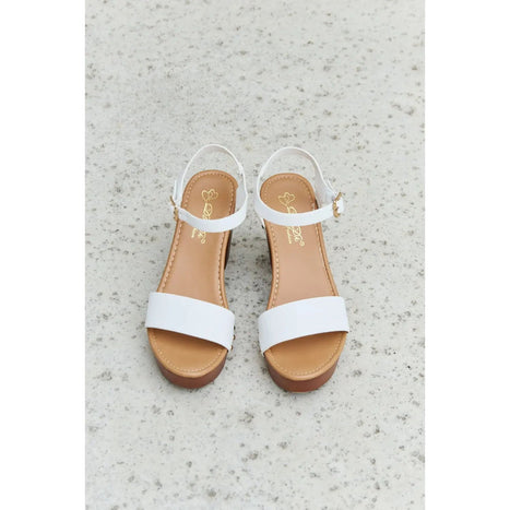 DDK Time After Time Wooden Platform Strap Heels