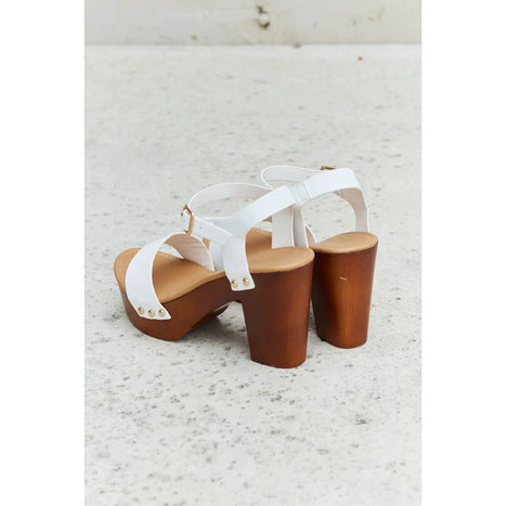 DDK Time After Time Wooden Platform Strap Heels