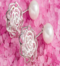 Cultured Pearl & Sterling Silver Rose Drop Earrings With Swarovski