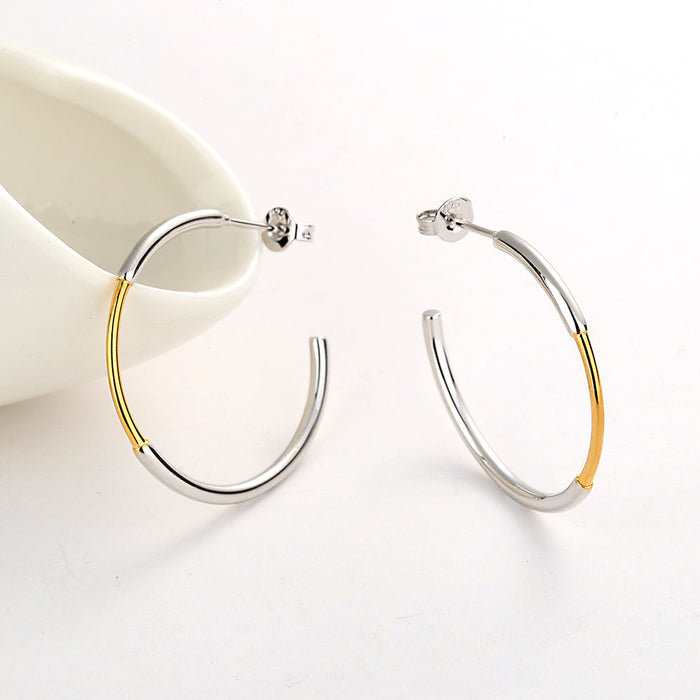 Sterling Silver and Gold Two Tone Hoop Earring