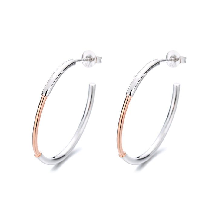 Sterling Silver and Gold Two Tone Hoop Earring