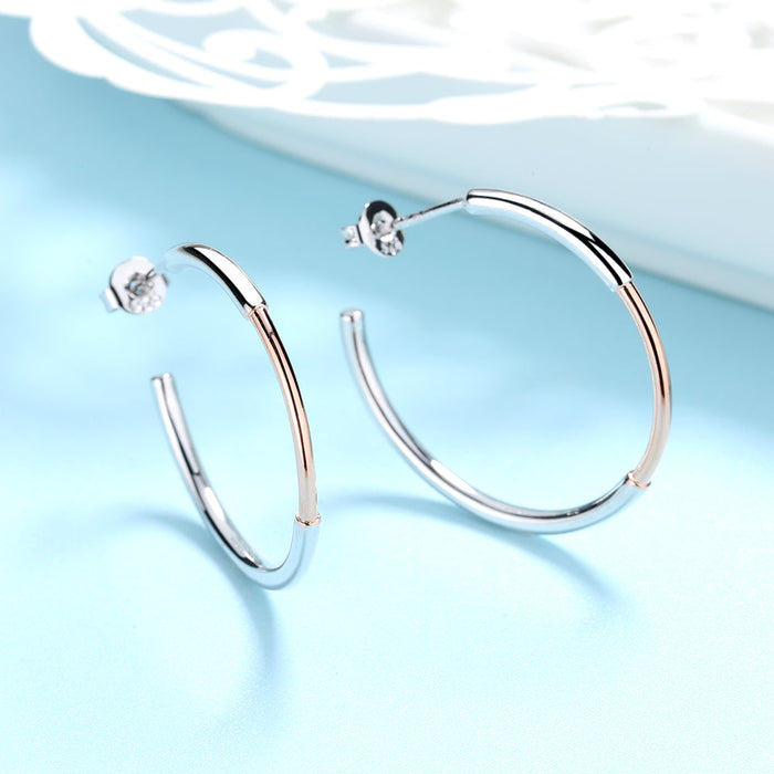 Sterling Silver and Gold Two Tone Hoop Earring