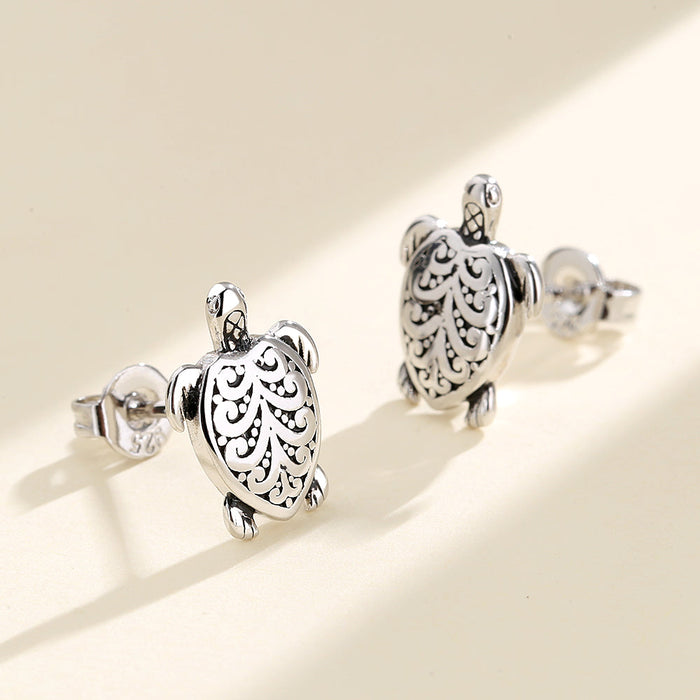 Sterling Silver Artisan Turtle Earrings